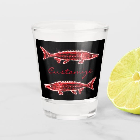 Roter Störenschwimmer Schnapsglas (Vorderseite)