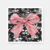 Roter Streifen Bow Chinoiserie Preppy Napkin Serviette (Vorderseite)