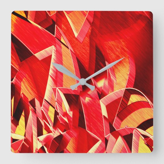 Roter Streifen, der die Bewegung simuliert Quadratische Wanduhr (Vorderseite)