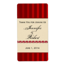 Roter Streifen Elfenbeinband mit Rubies Weinetiket