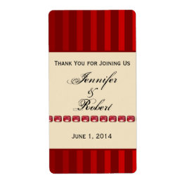 Roter Streifen Elfenbeinband mit Rubies Weinetiket