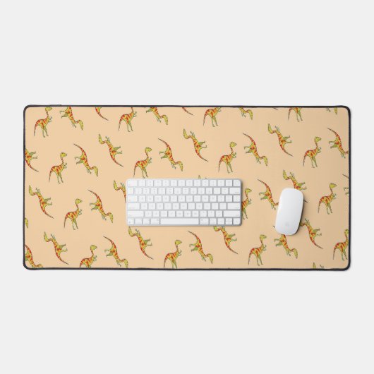 Roter Streifen gelbe Dinosaurier-Muster Schreibtischunterlage (Tastatur & Maus)