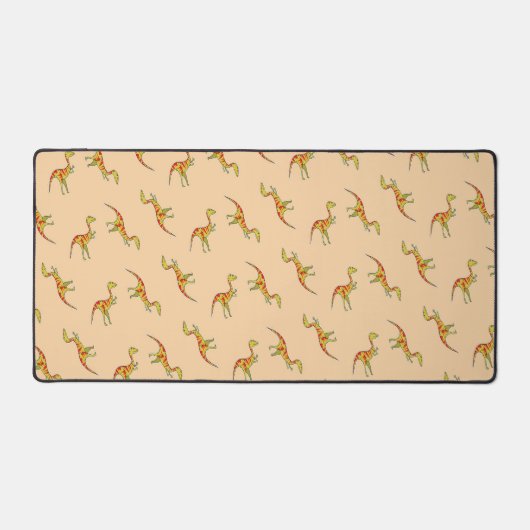 Roter Streifen gelbe Dinosaurier-Muster Schreibtischunterlage (Vorderseite)