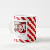 "Roter Streifen mit Foto Frohe Weihnachten und Nam Kaffeetasse (Vorderseite Links)
