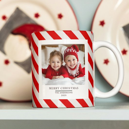 "Roter Streifen mit Foto Frohe Weihnachten und Nam Kaffeetasse