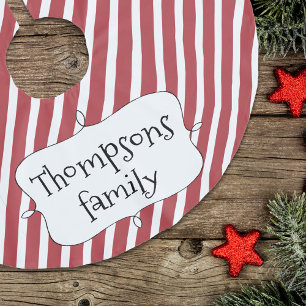 Roter Streifen Niedliche Weihnachten Personalisier Polyester Weihnachtsbaumdecke