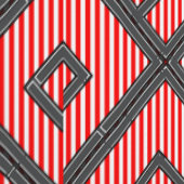 Roter Streifen + Pfirsich Tapete (Naht)