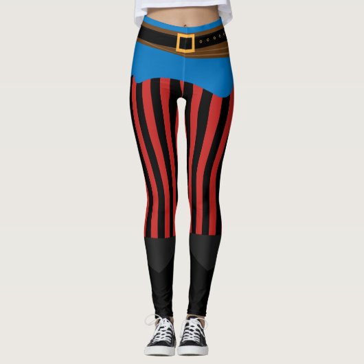 Roter Streifen Piratengürtel Halloween Leggings (Vorderseite)