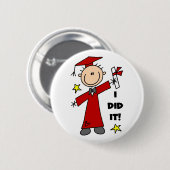 Roter Strichmännchen-Jungen-Absolvent Button (Vorne & Hinten)