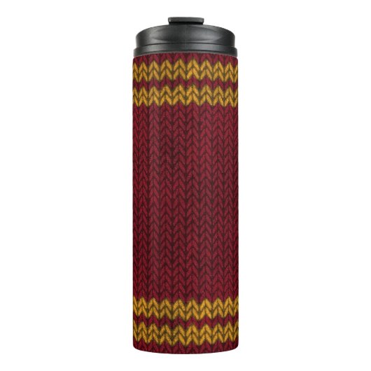 Roter Strick-Look Stripmuster Thermosbecher (Vorderseite)
