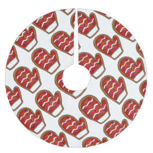 Roter Strick Zucker Keks Mitten Weihnachtsgebäck Polyester Weihnachtsbaumdecke