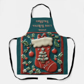 Roter Strumpf auf der Grünen Weihnachtsfeier Schür Schürze (Vorderseite)