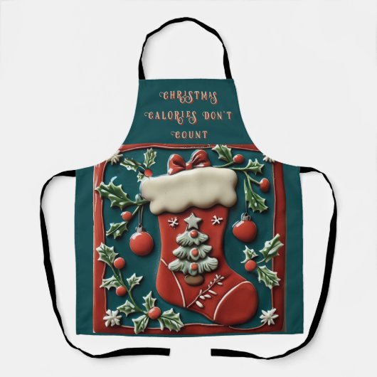 Roter Strumpf auf der Grünen Weihnachtsfeier Schür Schürze (Vorderseite)