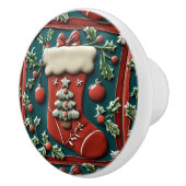 Roter Strumpf Weihnachten Keramikknauf (Rechts)