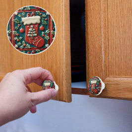 Roter Strumpf Weihnachten Keramikknauf