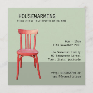 Roter Stuhl Grünes Haus Einladung
