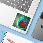 Roter Sturm Floral Modernes Abstraktes Kunstfarbmu Aufkleber (Laptop mit iPhone)