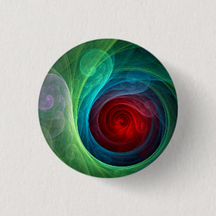 Roter Sturm Floral Modernes Abstraktes Kunstfarbmu Button
