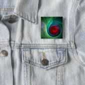 Roter Sturm Floral Modernes Abstraktes Kunstfarbmu Button (Beispiel)