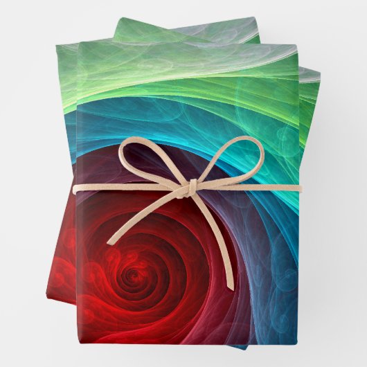 Roter Sturm Floral Modernes Abstraktes Kunstfarbmu Geschenkpapier Set (Beispiel)