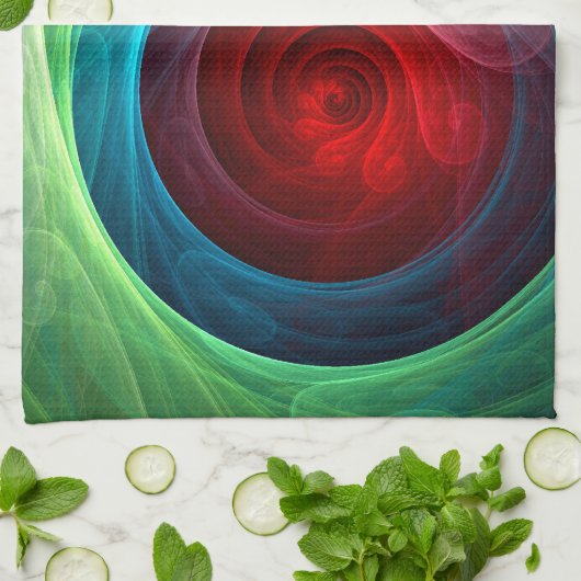 Roter Sturm Floral Modernes Abstraktes Kunstfarbmu Küchentuch (Gefaltet)