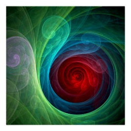 Roter Sturm Floral Modernes Abstraktes Kunstfarbmu Poster