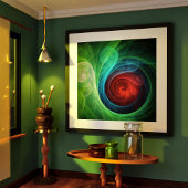 Roter Sturm Floral Modernes Abstraktes Kunstfarbmu Poster