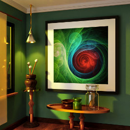 Roter Sturm Floral Modernes Abstraktes Kunstfarbmu Poster