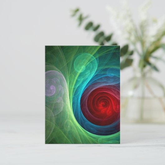 Roter Sturm Floral Modernes Abstraktes Kunstfarbmu Postkarte (Stehend Vorderseite)