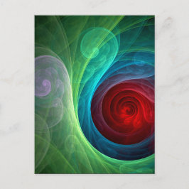 Roter Sturm Floral Modernes Abstraktes Kunstfarbmu Postkarte
