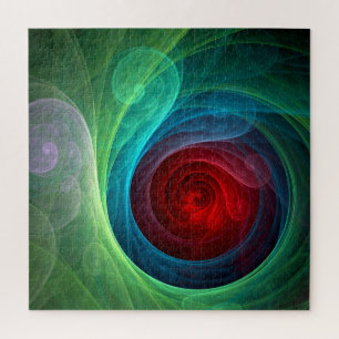 Roter Sturm Floral Modernes Abstraktes Kunstfarbmu Puzzle