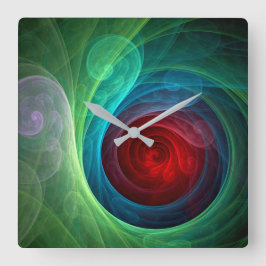Roter Sturm Floral Modernes Abstraktes Kunstfarbmu Quadratische Wanduhr