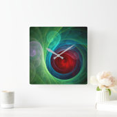 Roter Sturm Floral Modernes Abstraktes Kunstfarbmu Quadratische Wanduhr (Zuhause)