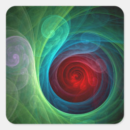 Roter Sturm Floral Modernes Abstraktes Kunstfarbmu Quadratischer Aufkleber
