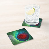 Roter Sturm Floral Modernes Abstraktes Kunstfarbmu Rechteckiger Pappuntersetzer (Vor Ort)