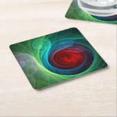 Roter Sturm Floral Modernes Abstraktes Kunstfarbmu Rechteckiger Pappuntersetzer (angewinkelt)