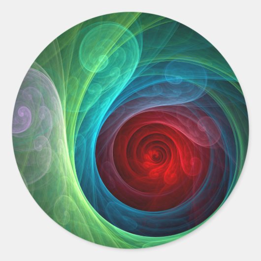 Roter Sturm Floral Modernes Abstraktes Kunstfarbmu Runder Aufkleber (Vorderseite)