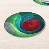 Roter Sturm Floral Modernes Abstraktes Kunstfarbmu Runder Pappuntersetzer (Angewinkelt)