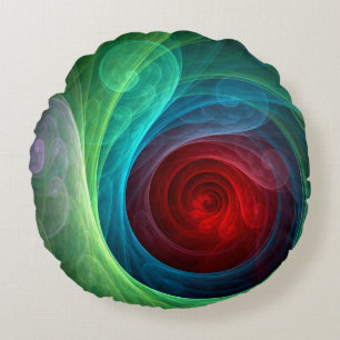 Roter Sturm Floral Modernes Abstraktes Kunstfarbmu Rundes Kissen