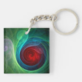Roter Sturm Floral Modernes Abstraktes Kunstfarbmu Schlüsselanhänger (Rückseite)