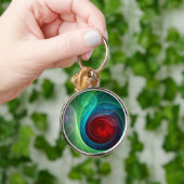 Roter Sturm Floral Modernes Abstraktes Kunstfarbmu Schlüsselanhänger (Hand)