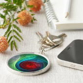 Roter Sturm Floral Modernes Abstraktes Kunstfarbmu Schlüsselanhänger (Seite)