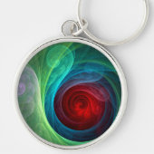 Roter Sturm Floral Modernes Abstraktes Kunstfarbmu Schlüsselanhänger (Vorne)