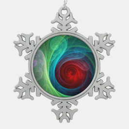 Roter Sturm Floral Modernes Abstraktes Kunstfarbmu Schneeflocken Zinn-Ornament