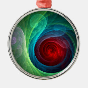 Roter Sturm Floral Modernes Abstraktes Kunstfarbmu Silbernes Ornament