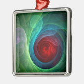 Roter Sturm Floral Modernes Abstraktes Kunstfarbmu Silbernes Ornament (Links)