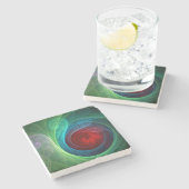 Roter Sturm Floral Modernes Abstraktes Kunstfarbmu Steinuntersetzer (Seitenansicht)