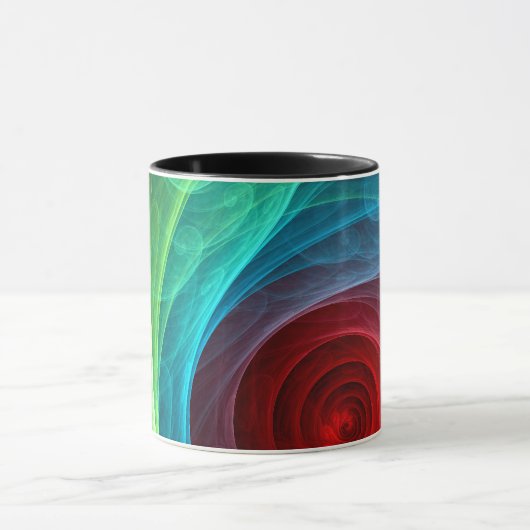 Roter Sturm Floral Modernes Abstraktes Kunstfarbmu Tasse (Zentrum)