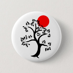 Roter Sun-Baum-Knopf Button