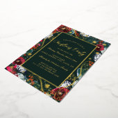 Roter Swirl Blume Rahmen Weihnachts-Party Folieneinladung (Gedreht)